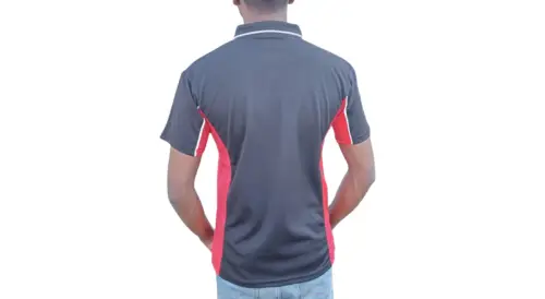 BLACK AND RED GOLF SHIRT BACK