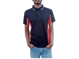 BLACK AND RED GOLF SHIRT FRONT