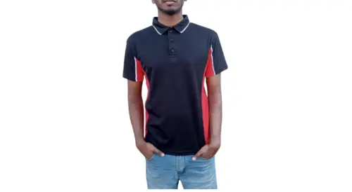 BLACK AND RED GOLF SHIRT FRONT