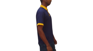 GOLF SHIRT NAVY AND YELLOW SIDE