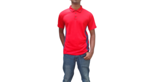 GOLF SHIRT RED AND NAVY SIDE CASUAL