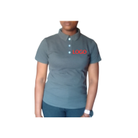 GREY PK KNITTED GOLF SHIRT FRONT LADIES