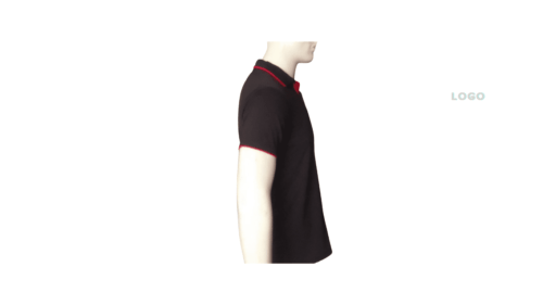 MENS BLACK AND RED PEEP OUT SLEEVES AND PIPING ON COLLAR SIDE