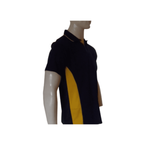 MENS NAVY AND YELLOW SIDE PANEL SHIRT SIDE