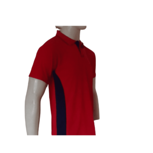 MENS custom-made golf shirts RED AND NAVY SIDE PANEL SHIRT