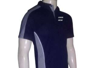 Custom-made golf shirts NAVY AND GREY SHOULDER SIDE
