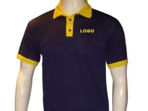 NAVY AND YELLOW CONTRAST SLEEVE AND COLLAR FRONT