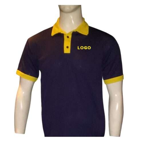NAVY AND YELLOW CONTRAST SLEEVE AND COLLAR FRONT