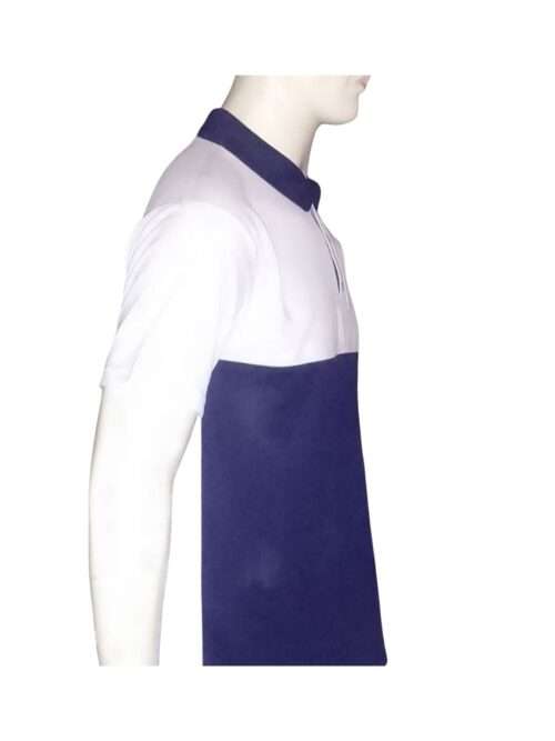WHITE AND NAVY SPLIT PANEL GOLF SHIRT SIDE.png