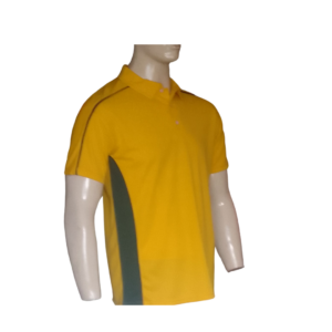 YELLOW AND BOTTLE GREEN SH PAN GOLF SHIRT FRONT