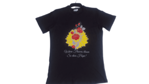 LADIES BLACK WHERE FLOWERS BLOSSOM TSHIRT