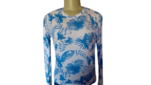 LADIES BLUE FLORAL PRINT TSHIRT