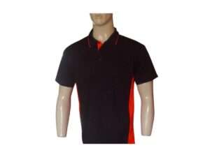 custom-made golf shirts BLACK-AND-ORANGE-CONTRAST-PANEL-FRONT