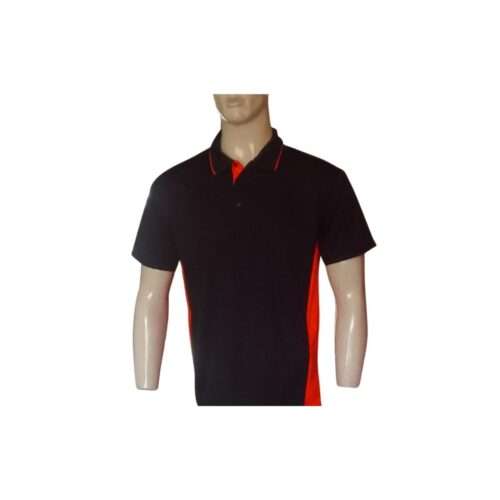 custom-made golf shirts BLACK-AND-ORANGE-CONTRAST-PANEL-FRONT