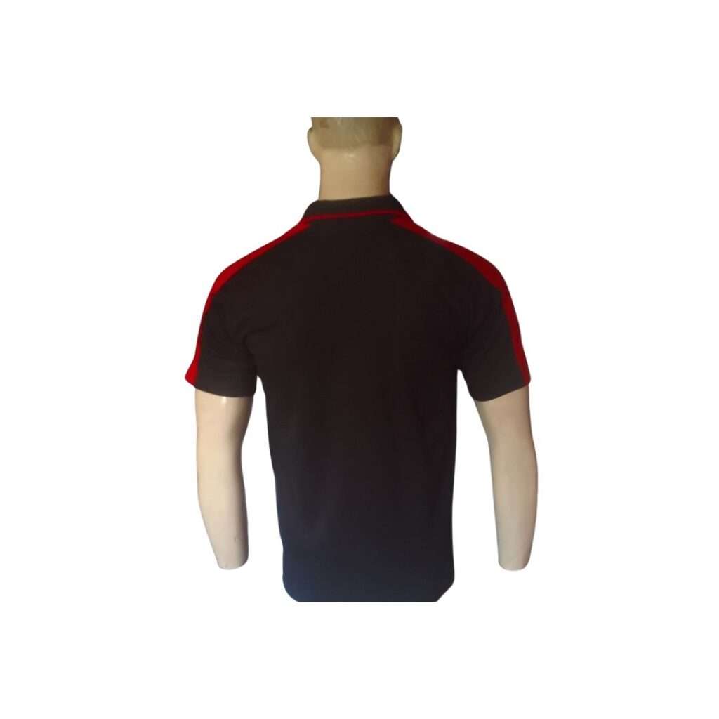 Custom-made golf shirts black and red shoulder panel | GOLF SHIRTS FOR ...