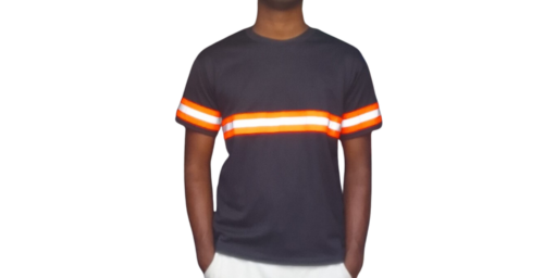 CALEB 1 BLACK AND ORANGE SAFETY SHIRT CASUAL