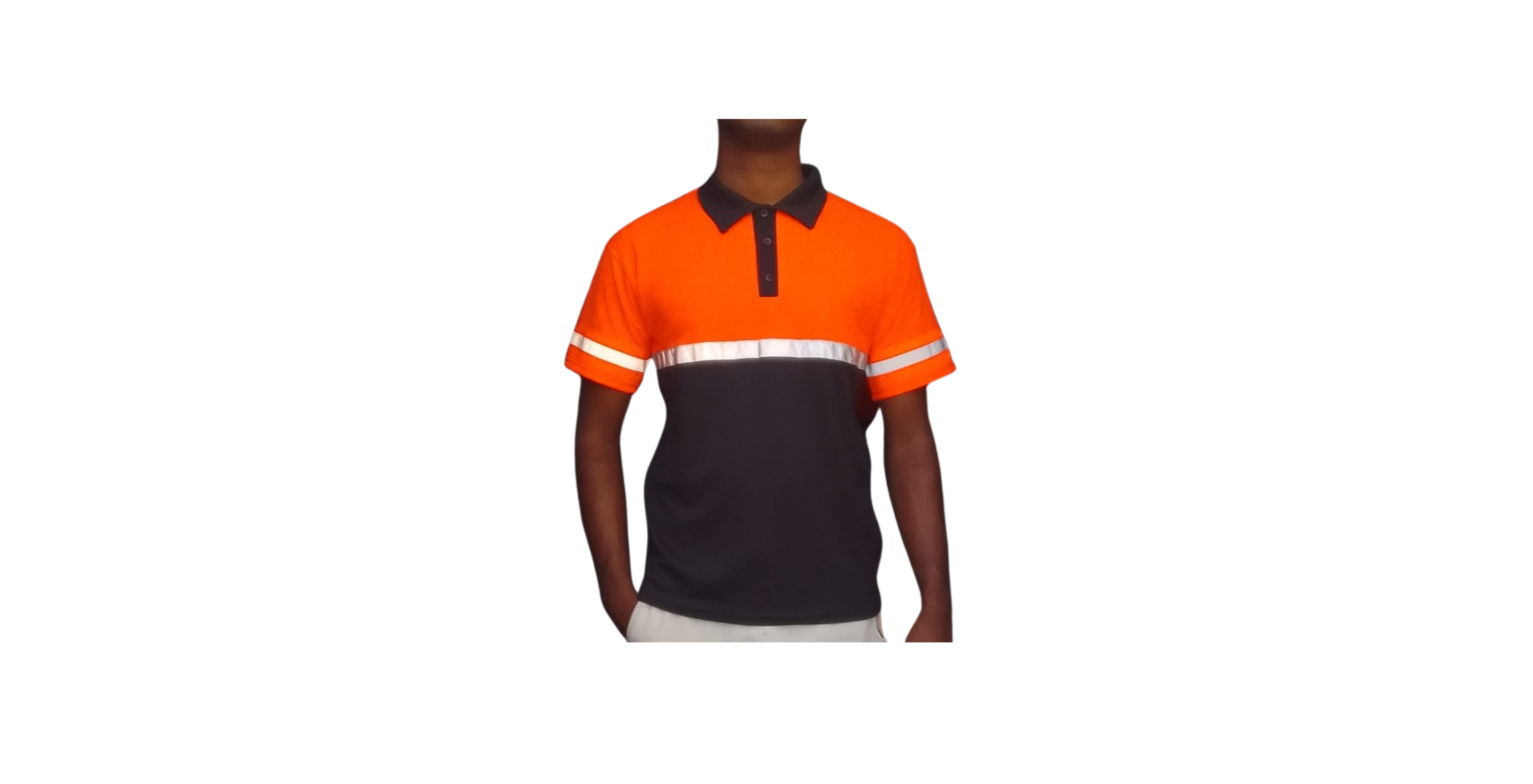 CALEB 1 ORANGE AND BLACK SAFETY GOLF SHIRT FRONT