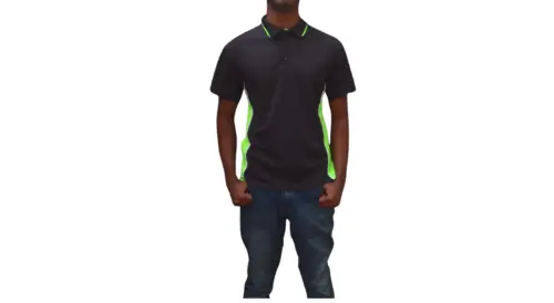 GOLF SHIRT BLACK AND GREEN SIDE WITH WHITE PIPING CASUAL jpg jpeg