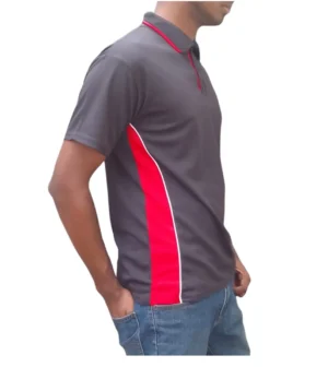 GOLF SHIRT BLACK AND RED SIDE WITH WHITE PIPING SIDE