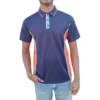 GOLF SHIRT NAVY AND ORANGE WITH LT BLUE PIPING FRONT