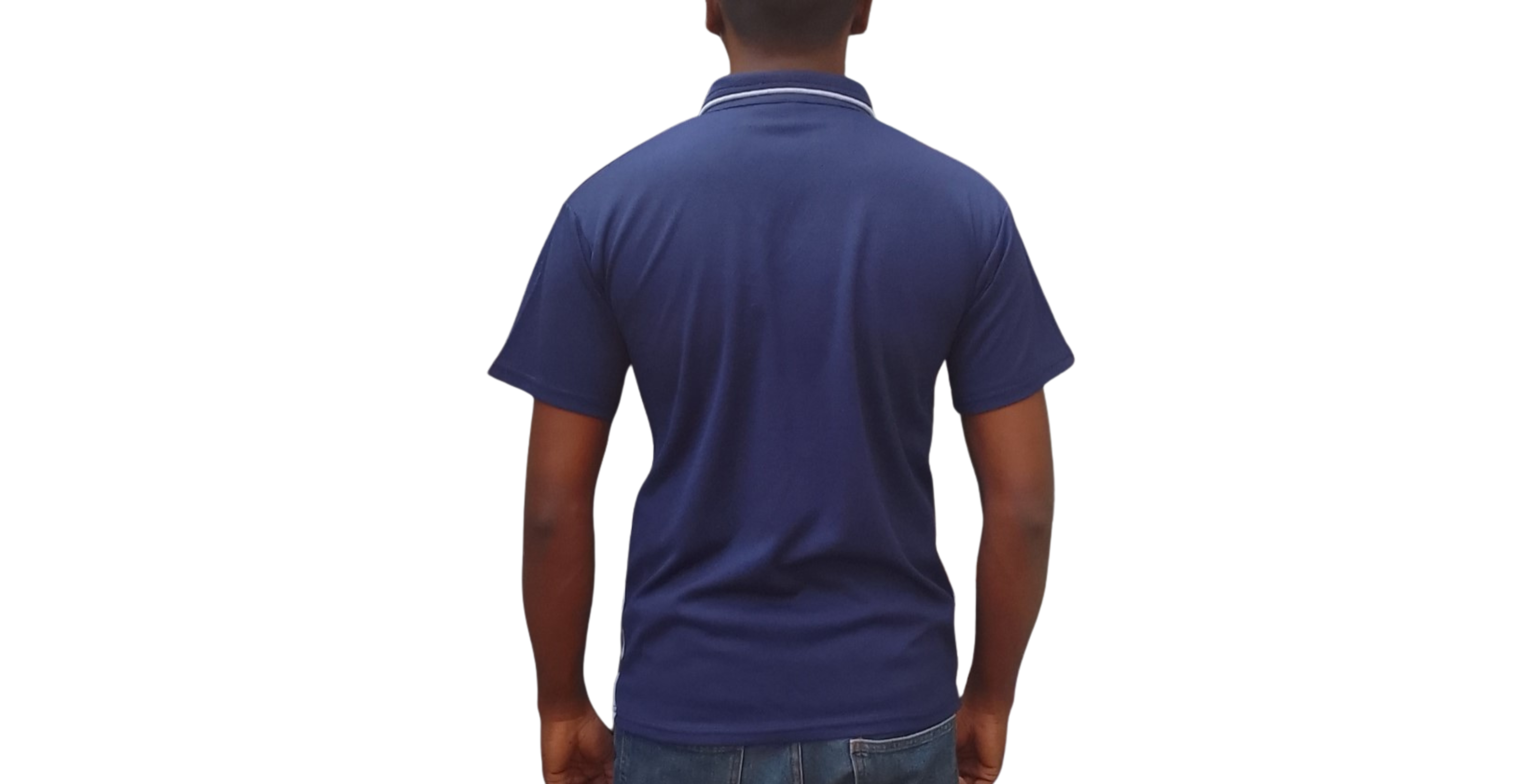 GOLF SHIRT NAVY AND WHITE SIDE BACK