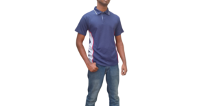 GOLF SHIRT NAVY AND WHITE SIDE CASUAL