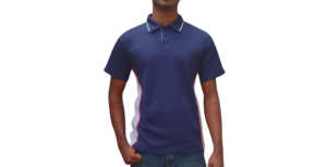 GOLF SHIRT NAVY AND WHITE SIDE FRONT