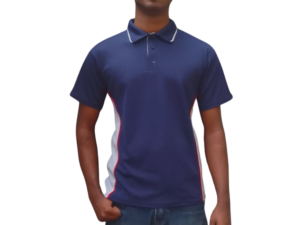 GOLF SHIRT NAVY AND WHITE SIDE FRONT