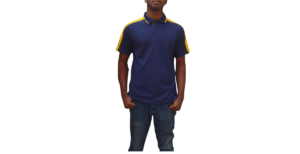 GOLF SHIRT NAVY AND YELLOW SHOULDER INSERT CASUAL