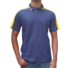 GOLF SHIRT NAVY AND YELLOW SHOULDER INSERT FRONT