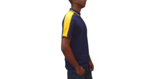 GOLF SHIRT NAVY AND YELLOW SHOULDER INSERT SIDE