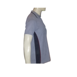 GREY AND NAVY GOLF SHIRT SIDE