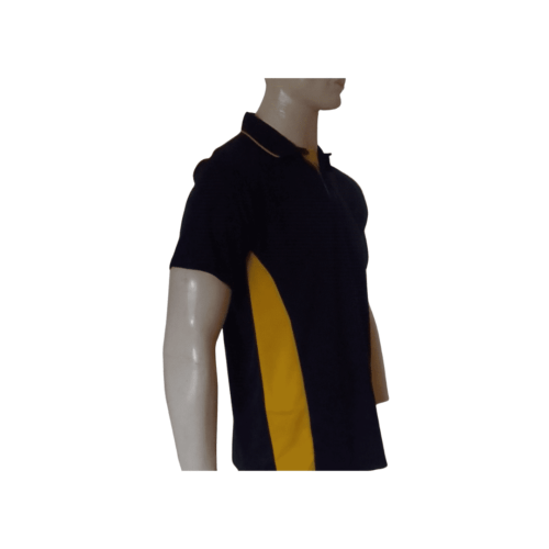 MENS NAVY AND YELLOW SIDE PANEL SHIRT SIDE
