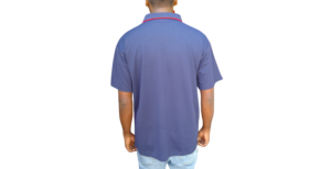 NAVY AND RED WHITE PIPING GOLF SHIRT BACK