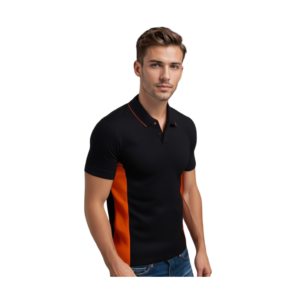 ORANGE AND BLACK GOLF SHIRT