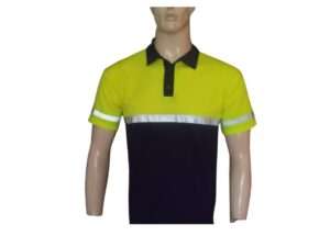 SAFETY GOLF SHIRTS-HIGH-VISIBILITY-GOLFER-FRONT-LIME