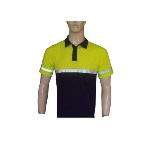 SAFETY GOLF SHIRTS-HIGH-VISIBILITY-GOLFER-FRONT-LIME