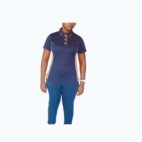 LADIES NAVY AND ORANGE SIDE PANEL FRONT