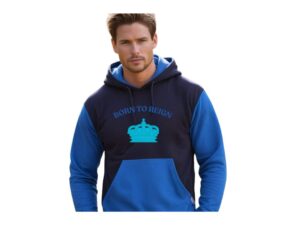 PRINTED BORN TO REIGN HOODIE BLUE