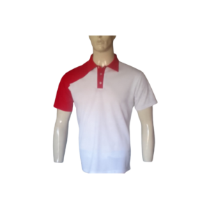 WHITE AND RED GOLF SHIRT FRONT