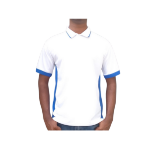 custom-made golf shirts white and royal