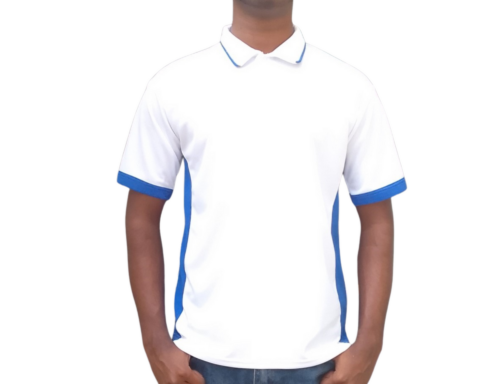 YOUTH WHITE AND ROYAL GOLF SHIRT FRONT