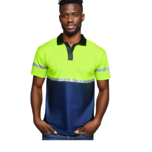 SAFETY GOLFER LIME NAVY FRONT