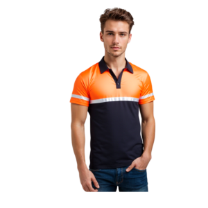 SAFETY GOLFER ORANGE BLACK FRONT