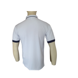 WHITE AND NAVY GOLF SHIRT BACK