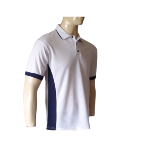 WHITE AND NAVY GOLF SHIRT FRONT