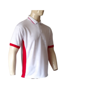 WHITE AND RED GOLF SHIRT FRONT