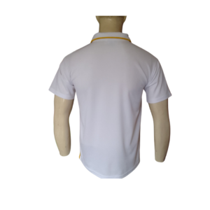 WHITE AND YELLOW GOLF SHIRT BACK