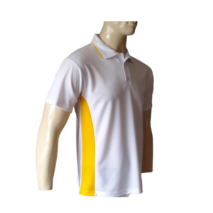 WHITE AND YELLOW GOLF SHIRT FRONT