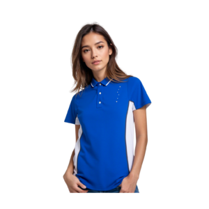 LADIES ROYAL BLUE AND WHITE GOLF SHIRT